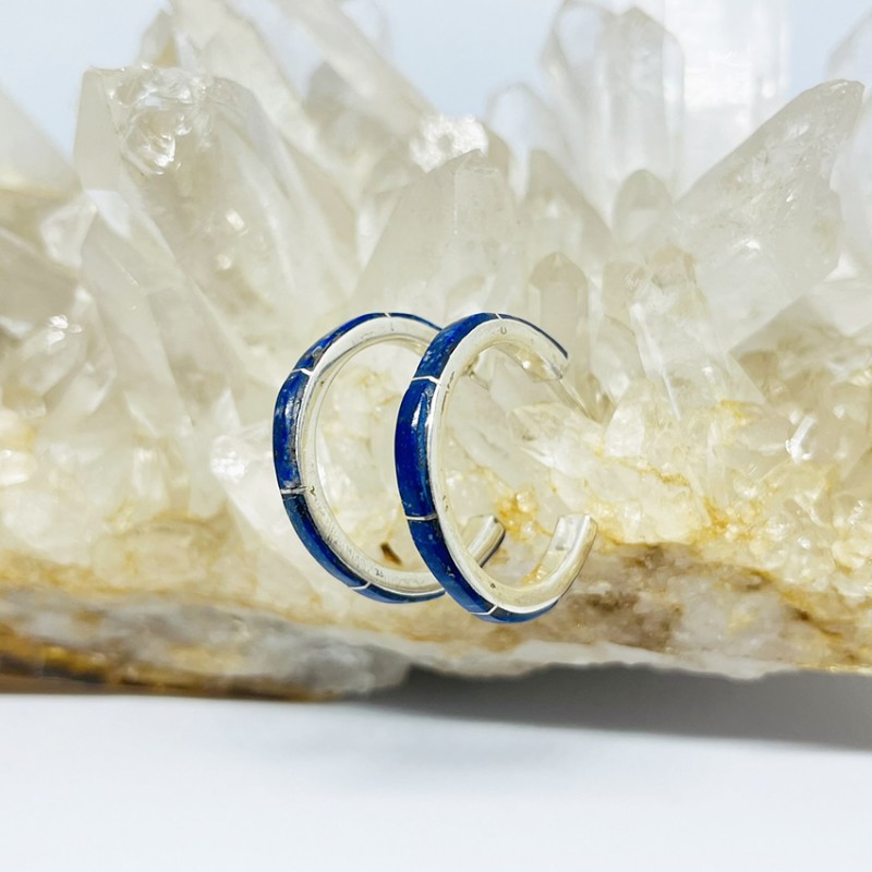 Aros Argolla diseño Carrete en Lapislázuli y Malaquita
