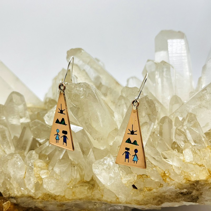 Aros Gancho Diaguita en Cobre y Diferentes Piedras Aros Gancho Diaguita en Cobre y Diferentes Piedras