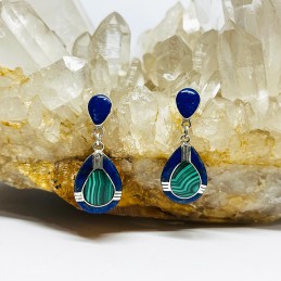 AROS GOTA COLGANTE LAPISLÁZULI / MALAQUITA