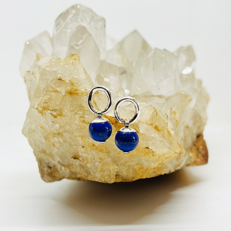 Aros Presión Óvalo y Bolita Colgante 10mm