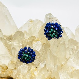AROS FRENCH CLIP BOLITAS LAPISLÁZULI Y MALAQUITA
