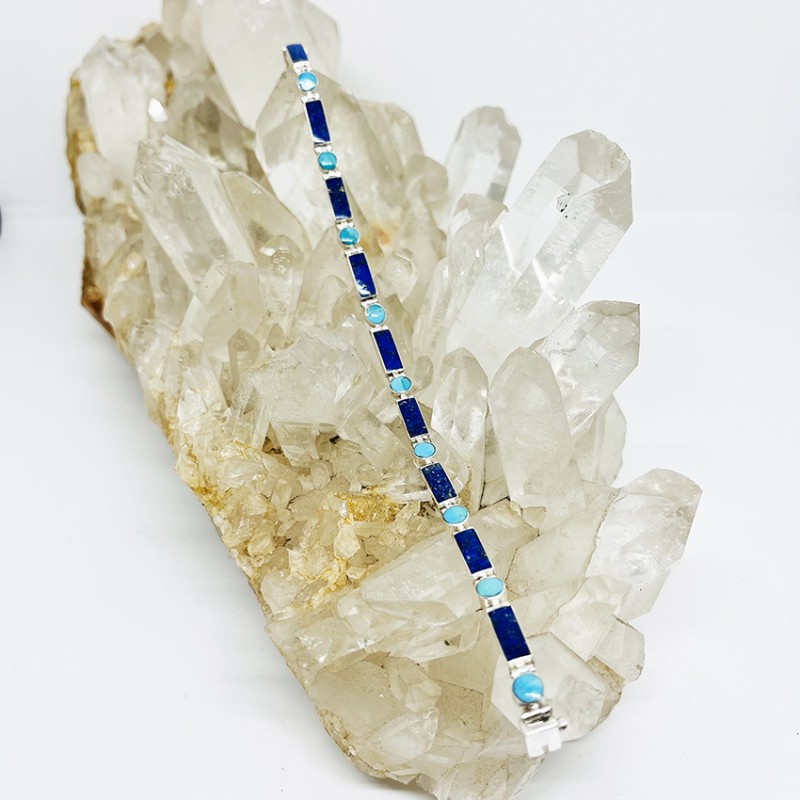 PULSERA GOZNE RECTÁNGULOS Y CÍRCULOS LAPISLÁZULI Y TURQUESA PULSERA GOZNE RECTÁNGULOS Y CÍRCULOS LAPISLÁZULI Y TURQUESA