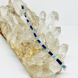 Pulsera Modular Cuadrados y Rectángulos en Lapislázuli y Turquesa