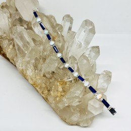 PULSERA GOZNE ÓVALOS Y RECTÁNGULOS LAPISLÁZULI Y ÓPALO