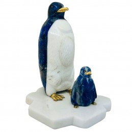 PINGÜINO Y POLLUELO LAPISLÁZULI Y MÁRMOL BLANCO
