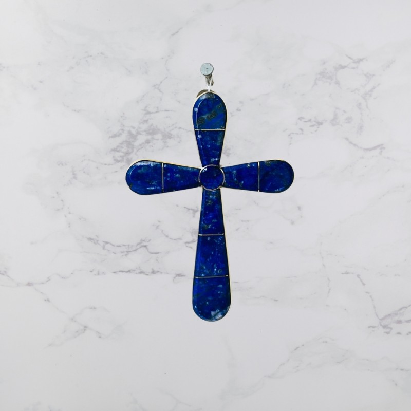 Crucifijo Gota Mural en Lapislázuli y Alpaca N°3