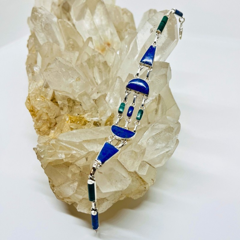 PULSERA TRAPELACUCHA EN LAPISLÁZULI Y MALAQUITA