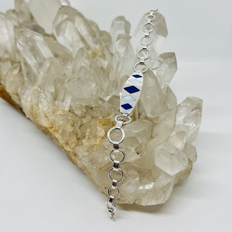 Pulsera Esclava con Rombos en Lapislázuli y Nácar