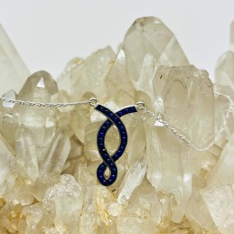 Colgante con Cadena Diseño Helicoidal con Bolitas en Lapislázuli