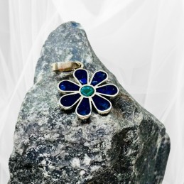 Colgante Flor en Lapislázuli y Malaquita