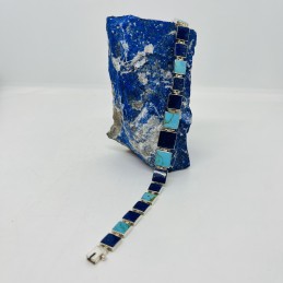 Pulsera Cuadrados Degradé en Lapislázuli y Turquesa