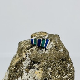 Anillo Escala Curvo en Lapislázuli y Malaquita