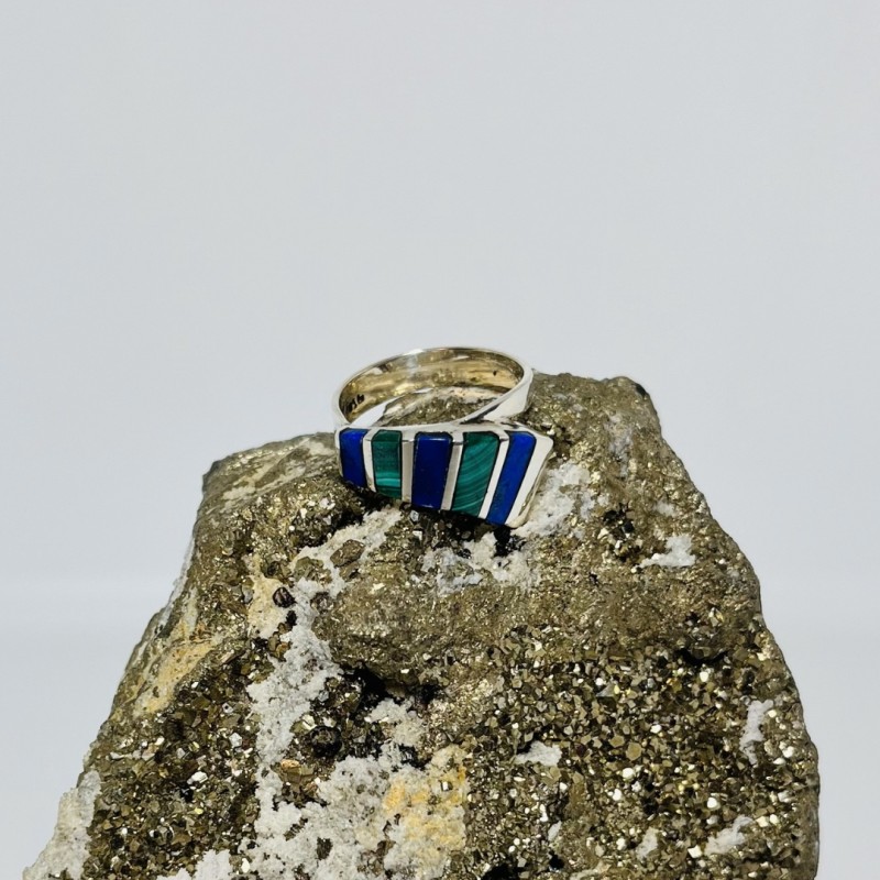 Anillo Escala Curvo en Lapislázuli y Malaquita Anillo Escala Curvo en Lapislázuli y Malaquita