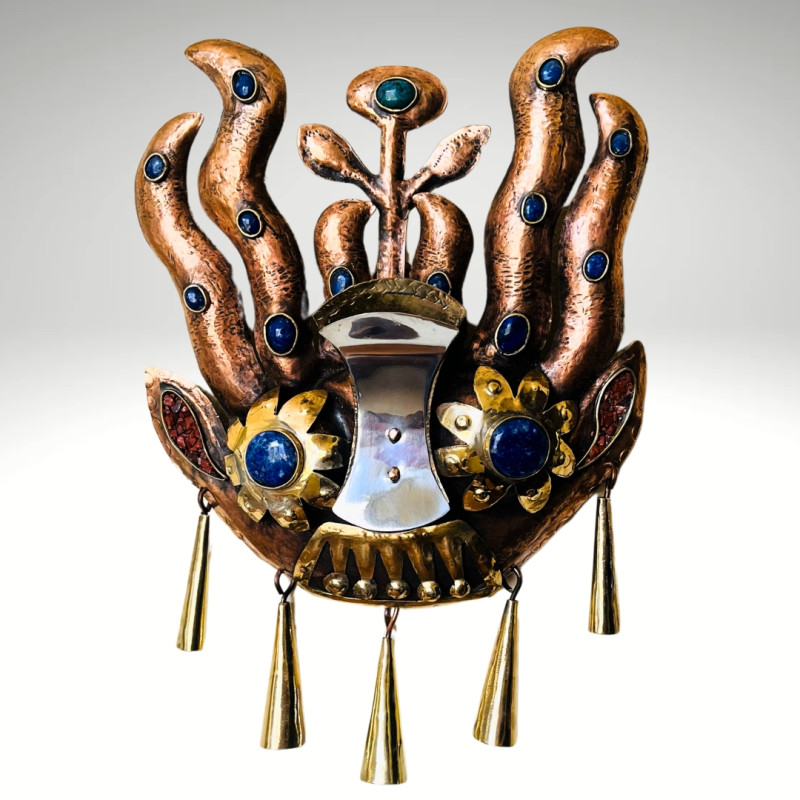 Máscara Tirana con Aplicación en Bronce y Alpaca