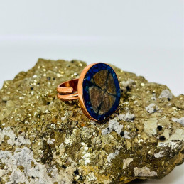 Anillo Ajustable con Piedra Cruz y Lapislázuli