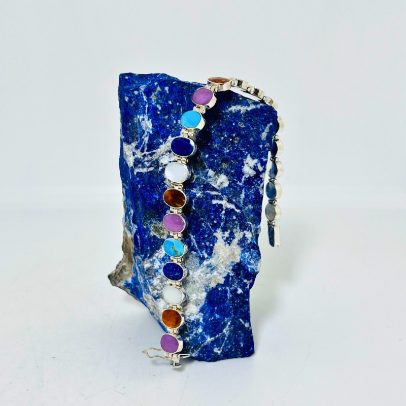 Pulsera Gozne Óvalo Atravezado en Diferentes Piedras
