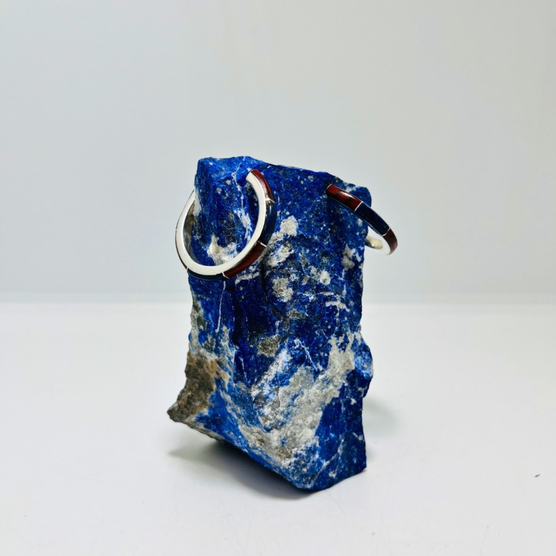 Aros Argolla diseño Carrete en Lapislázuli y Jaspe Rojo Medianos