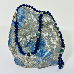 Collar Hilado Bolitas en Lapislázuli y Malaquita