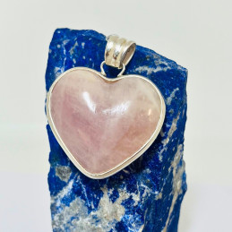 Colgante Corazón Grande en Cuarzo Rosa