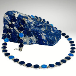 Collar Gozne Círculos en Lapislázuli y Ópalo Azul
