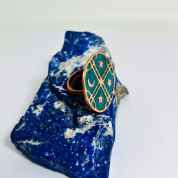 Anillo Ajustable en Cobre Patinado Medalla