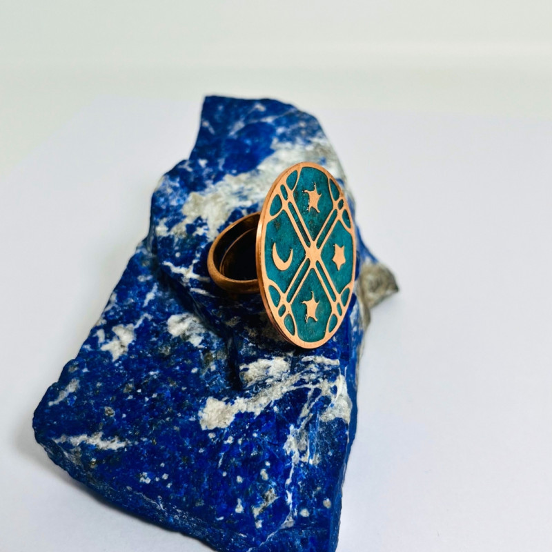 Anillo Ajustable en Cobre Patinado Medalla Anillo Ajustable en Cobre Patinado Medalla