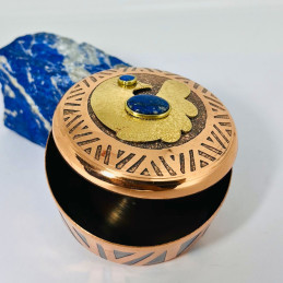 Caja de Cobre con Aplicación Bronce Máscara o Paloma n°5