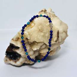 Pulsera Bolitas 4mm en Lapislázuli y Aplicaciones en Plata Fina