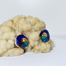 Aros Gancho Espiral en Cobre y Diferentes Piedras