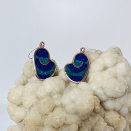 Aros Gancho Espiral en Cobre, Lapislázuli y Malaquita