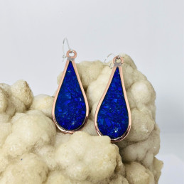 Aros Gancho Gota en Cobre Mosaico en Lapislázuli