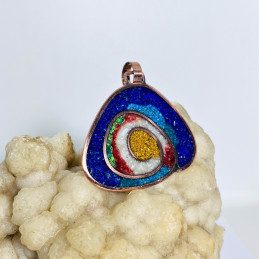 Colgante Espiral en Cobre con Mosaico en Diferentes Piedras