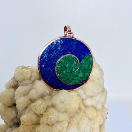 Colgante Espiral en Cobre con Mosaico en Lapislázuli y Malaquita