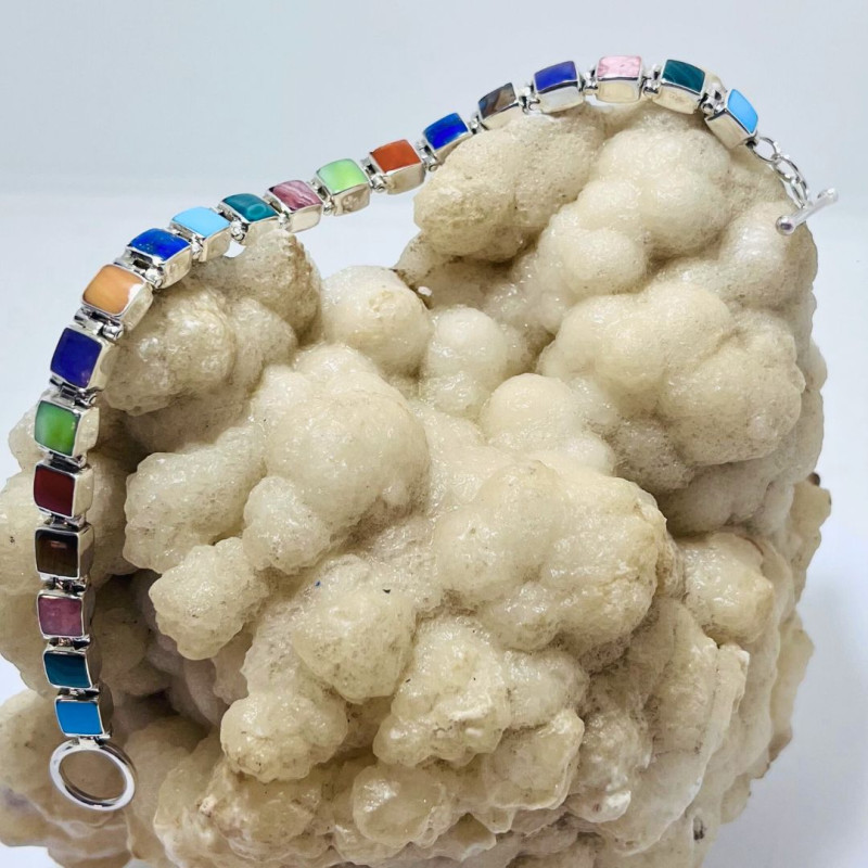 Pulsera Cuadrillé Reversible en Lapislázuli y Diferentes Piedras Pulsera Cuadrillé Reversible en Lapislázuli y Diferentes Piedras