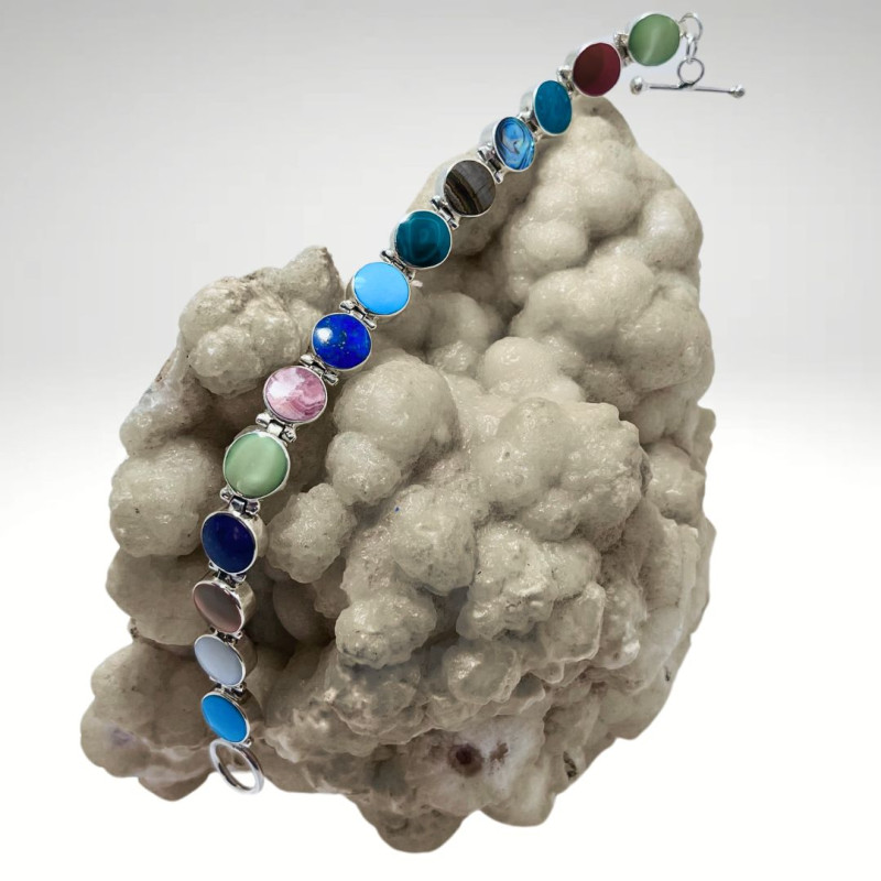 Pulsera Círculos Reversible en Lapislázuli y Diferentes Piedras Pulsera Círculos Reversible en Lapislázuli y Diferentes Piedras