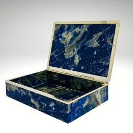 Caja en Lapislázuli con Bisel en Alpaca + Estuche de Regalo