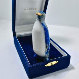 Pingüino Esculpido en Lapislázuli con Estuche de Regalo