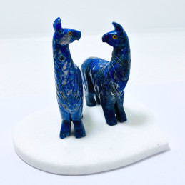 Pareja de Llamas en Lapislázuli con Base Corazón