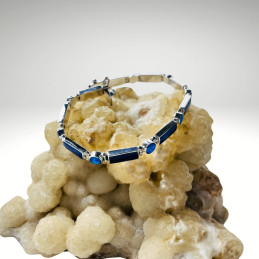 Pulsera Rectángulos y Círculos en Lapislázuli y Ópalo Azul