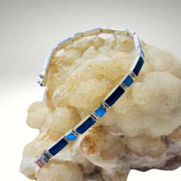Pulsera Rectángulos y Cuadrados en Lapislázuli y Ópalo Azul