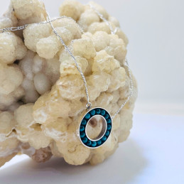 Colgante con Cadena Círculo Bolitas de Malaquita