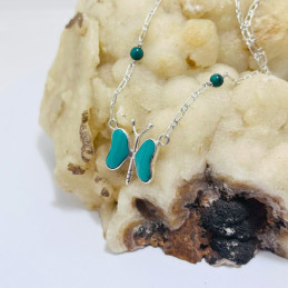 Colgante con cadena Mariposa en Malaquita