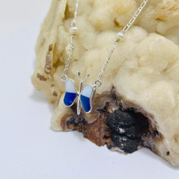 Colgante con cadena Mariposa en Lapislázuli y Madre Perla