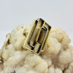 Anillo Ajustable Laberinto en Bronce y Ojo de Tigre