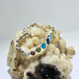 Pulsera Goznes Óvalos en Degradé con Diferentes Piedras