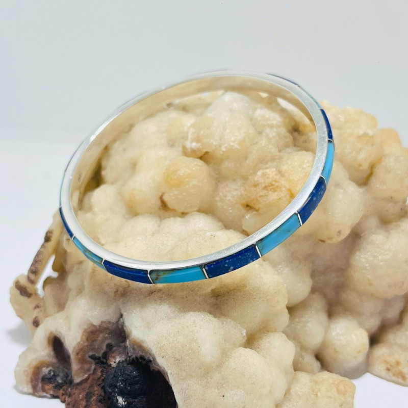Pulsera Esclava Carrete en Lapislázuli y Turquesa