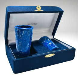 Set 2 Vasos de Sake enchapados en Lapislázuli