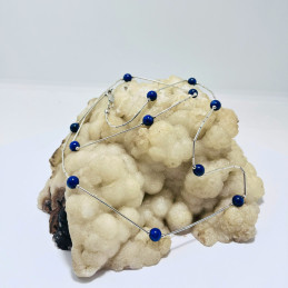 Collar Mostacilla en Plata fina y bolitas de Lapislázuli