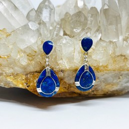 Aros Presión Gota Colgante en Lapislázuli