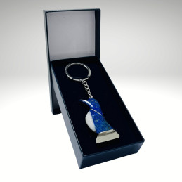 Llavero Pingüino en Lapislázuli y Nácar